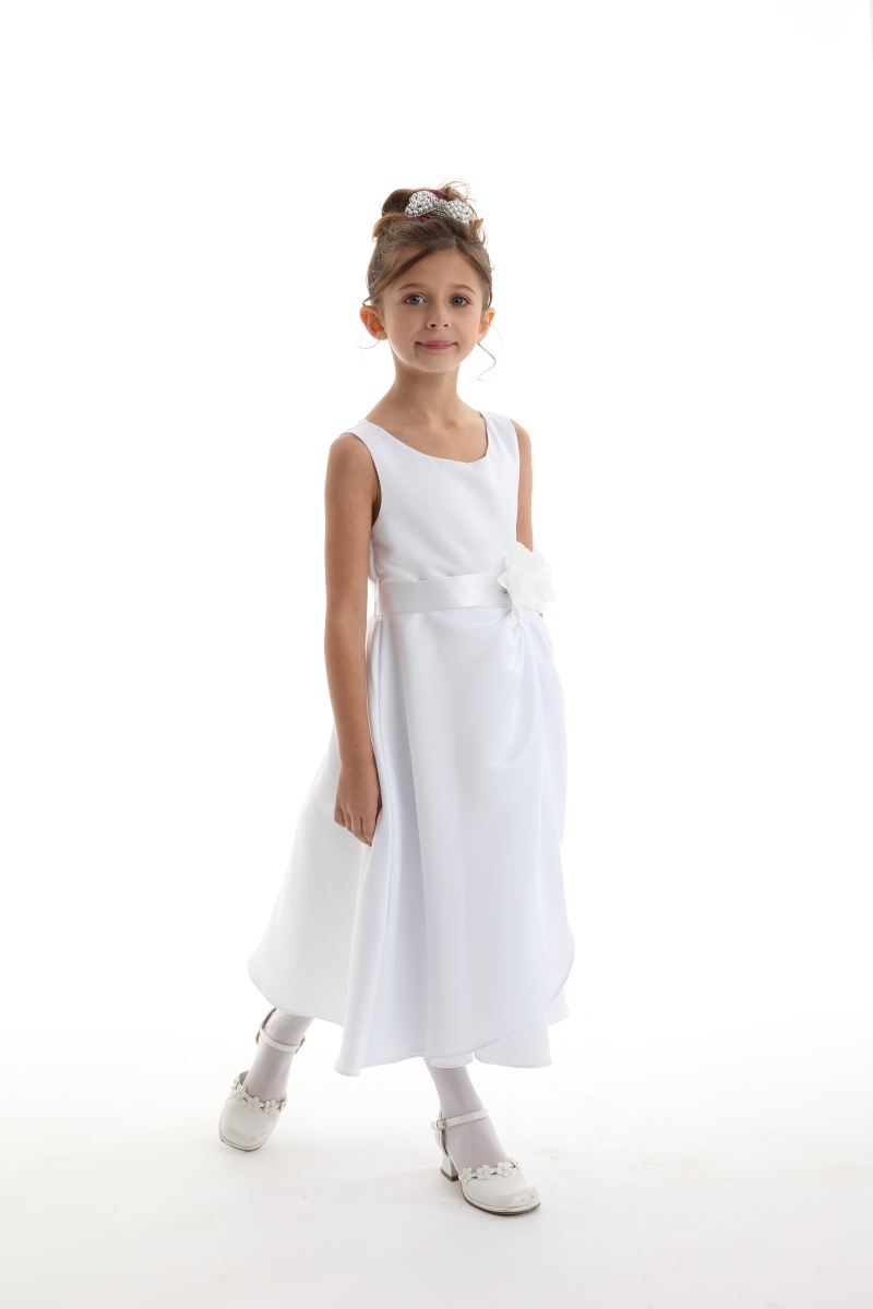 white flower girl dress