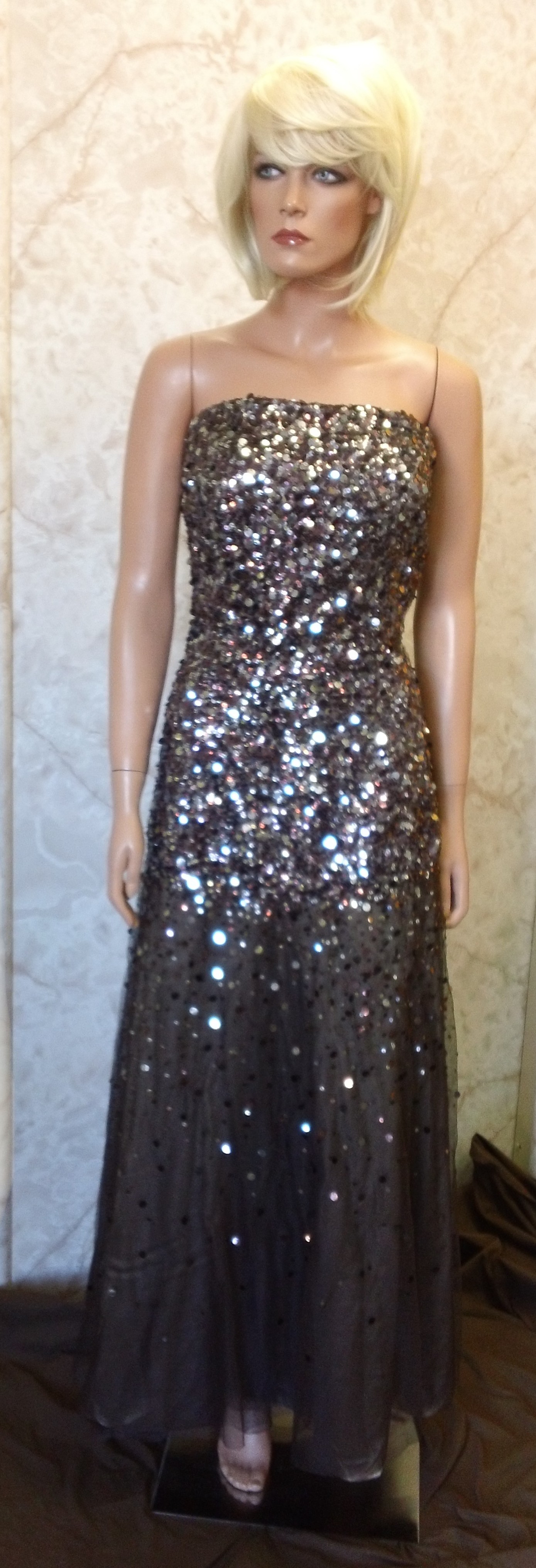 Silver sparkling prom dress