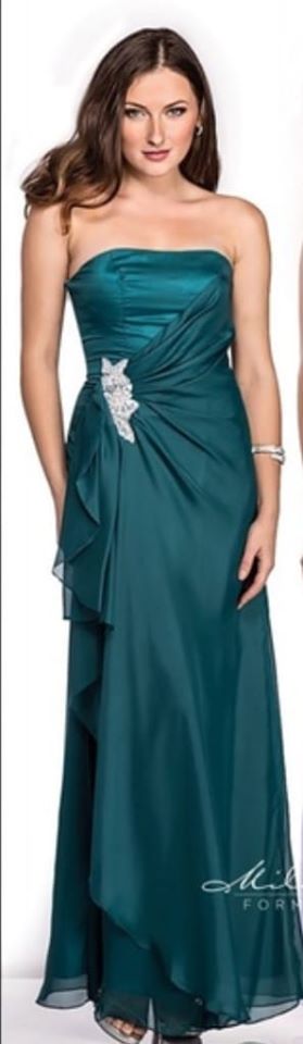 strapless long teal dress sale