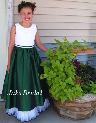 green and white flower girl dresses