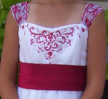 red and white flower girl dress