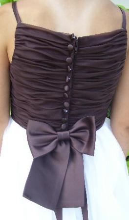 chocolate brown ruched flower girl dress