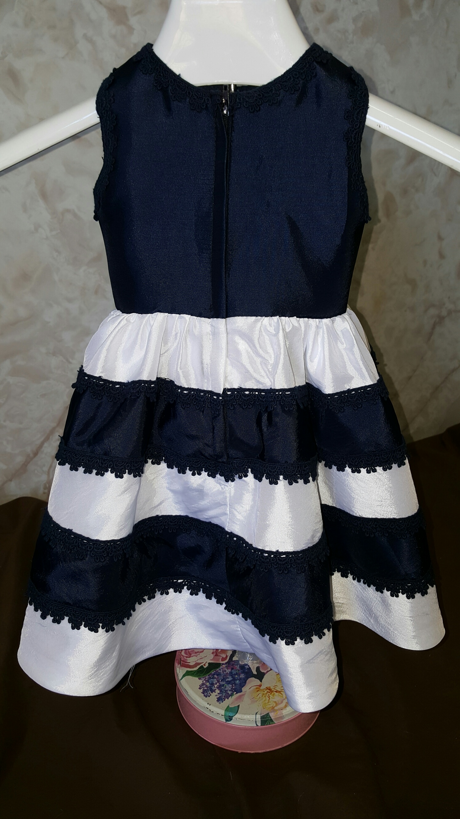navy and white striped flower girl dresses