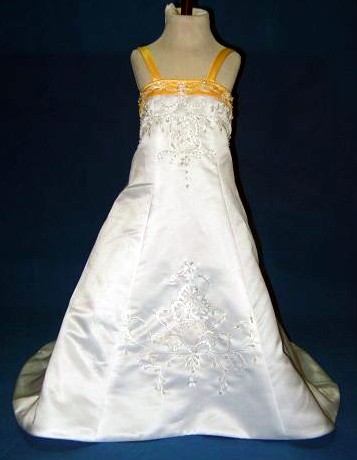 White and yellow wedding gown