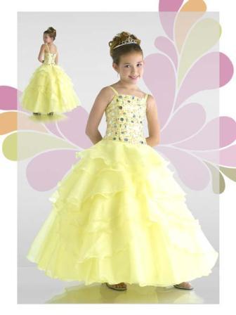 Ruffle tiered organza little girl pageant dress