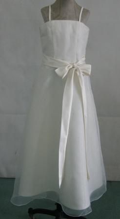 light ivory organza  floor length dress with sash 