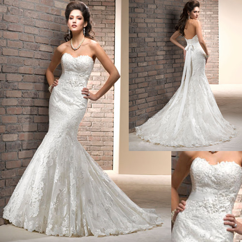 Fit and flare wedding gown with sweetheart neckline