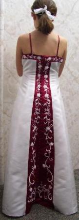 apple red and ivory beaded juniot bridesmaid dress