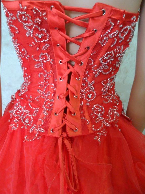 red corset lace up dress