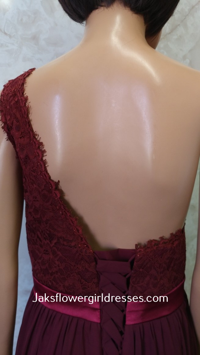 one shoulder lace bridesmaid dresses