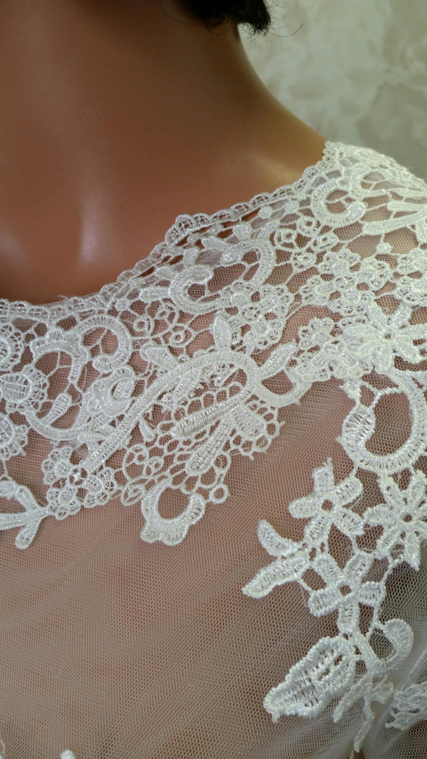 sheer lace top wedding dress