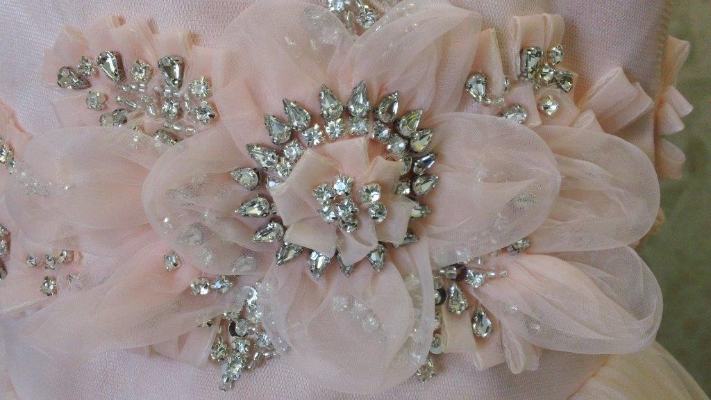 sherbet flower girl dress with jewels