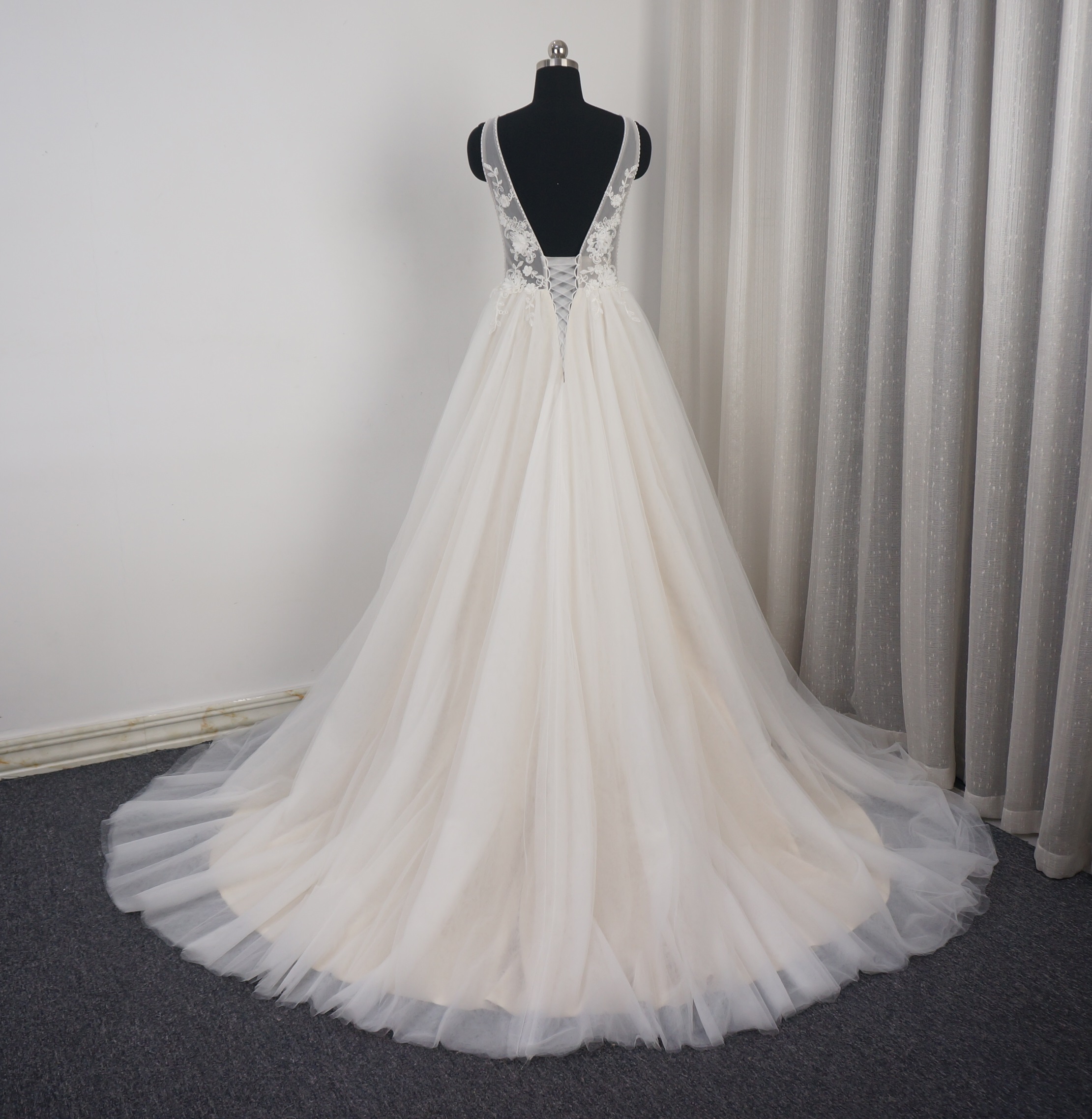 sheer lace wedding dress
