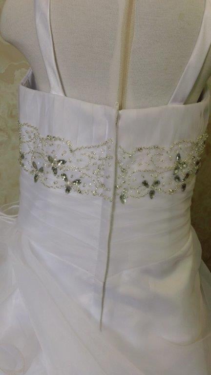 white organza little girl wedding dress