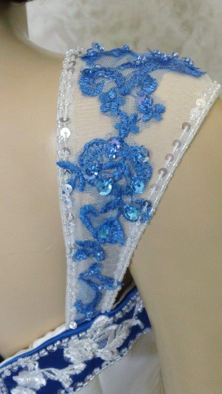 sheer shoulder straps with blue lace 