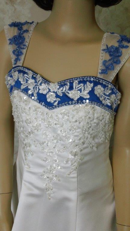 re-embroidered lace on satin