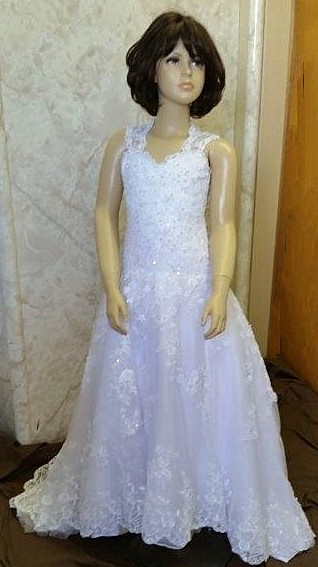 lace applique wedding ball gown flower girl dress
