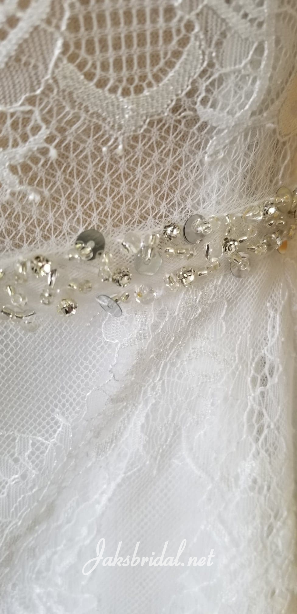 beaded waist on lace dress