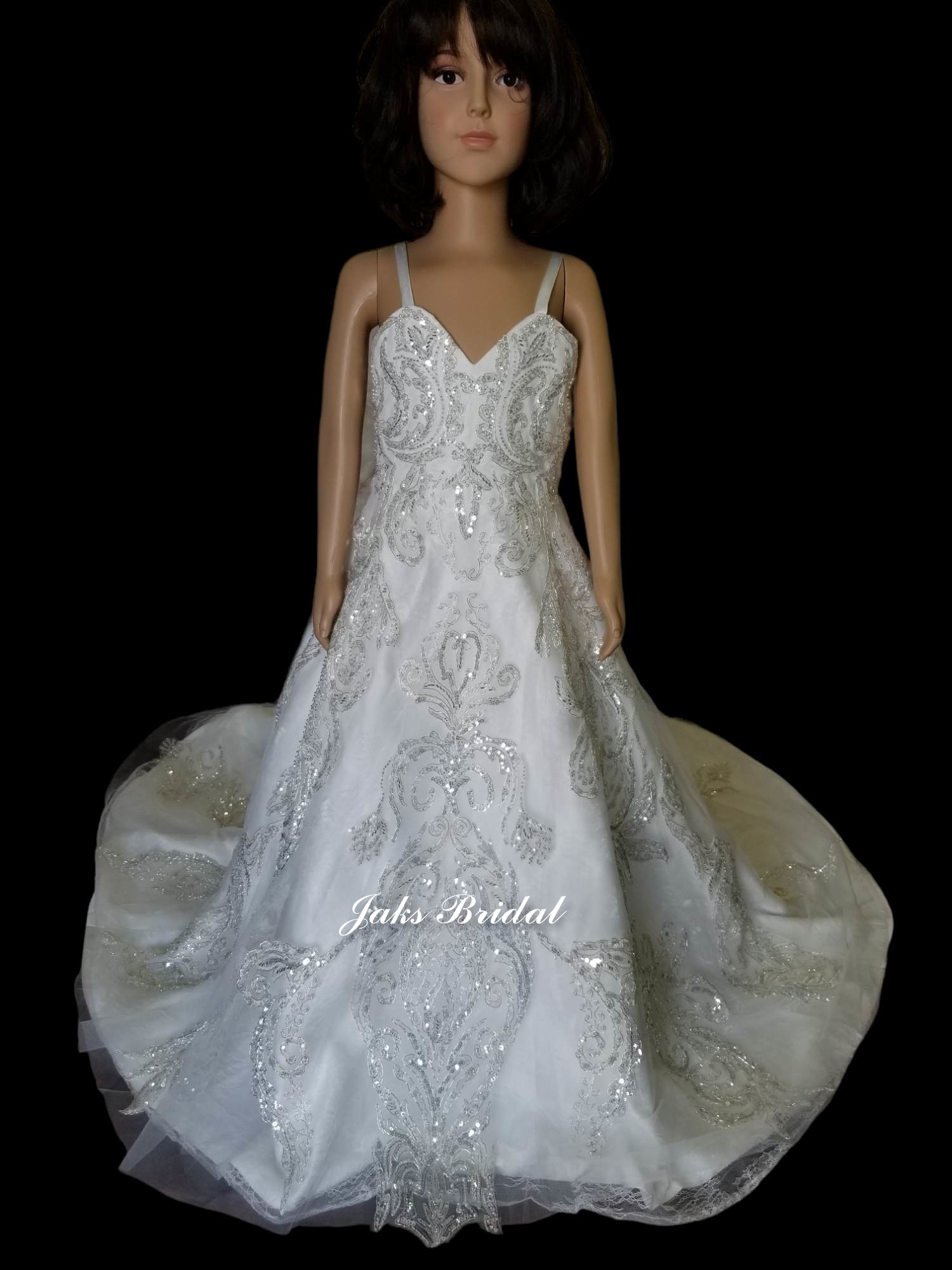 child size beaded lace wedding gown