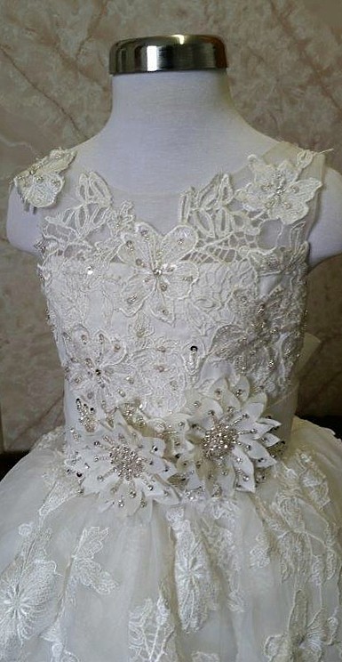 Toddler lace Jr bride dress with train