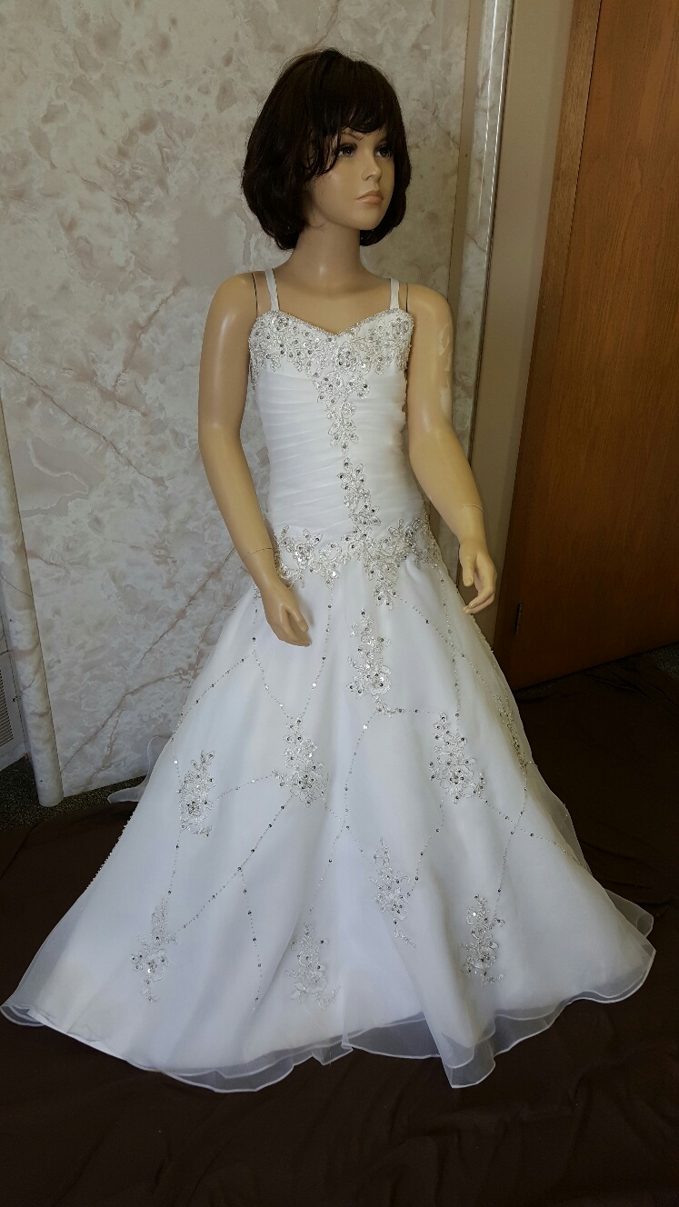 ivory and crystal flower girl dress
