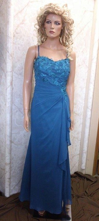 Chiffon ocean blue bridesmaid dress