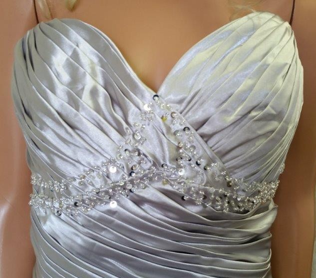 silver sweetheart pleated bodice