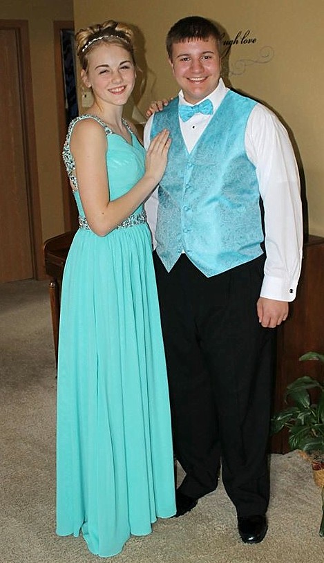 blue chiffon prom dress