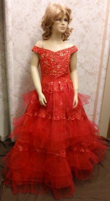 red and gold girls pageant dress