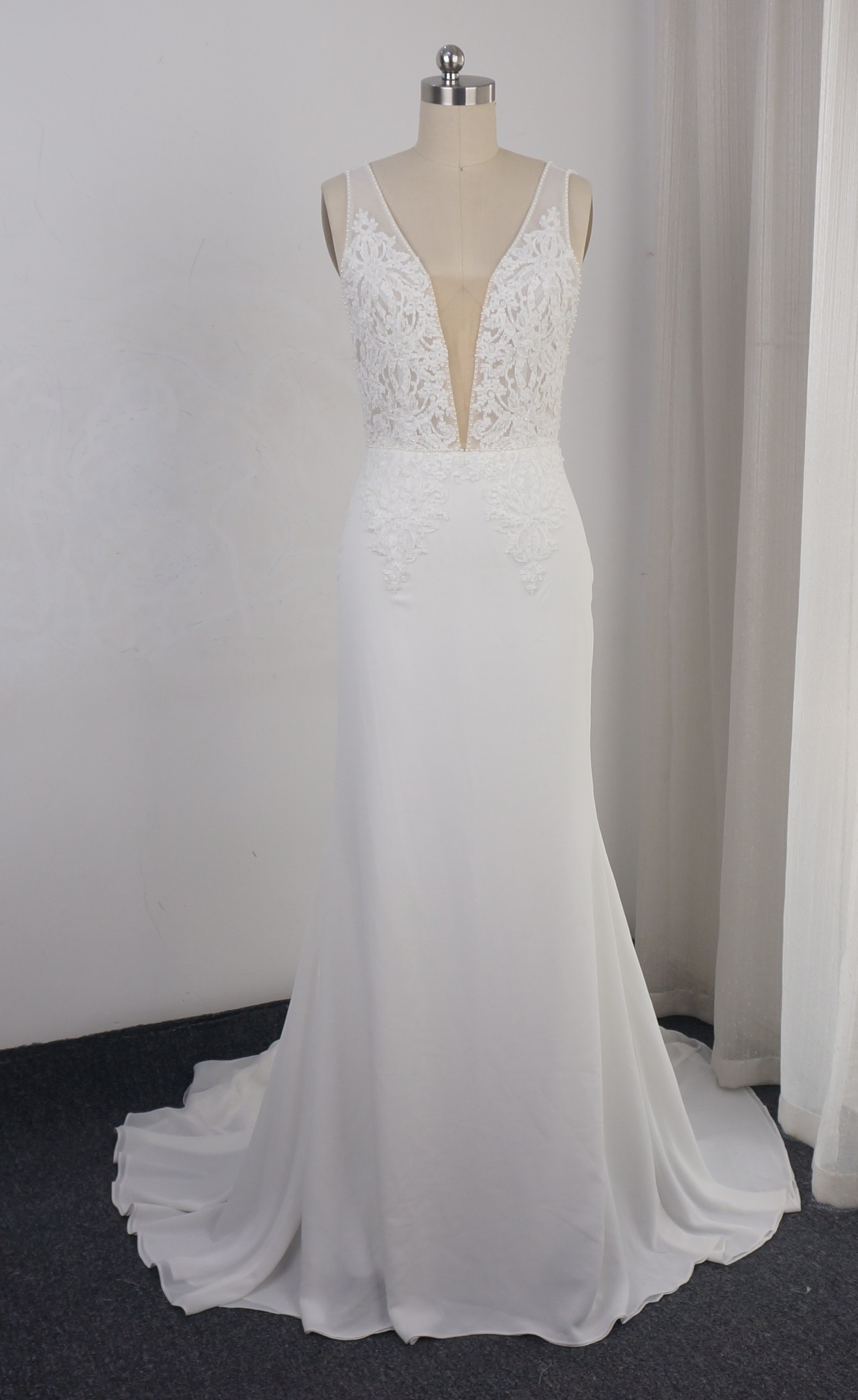 plunging neck wedding gown