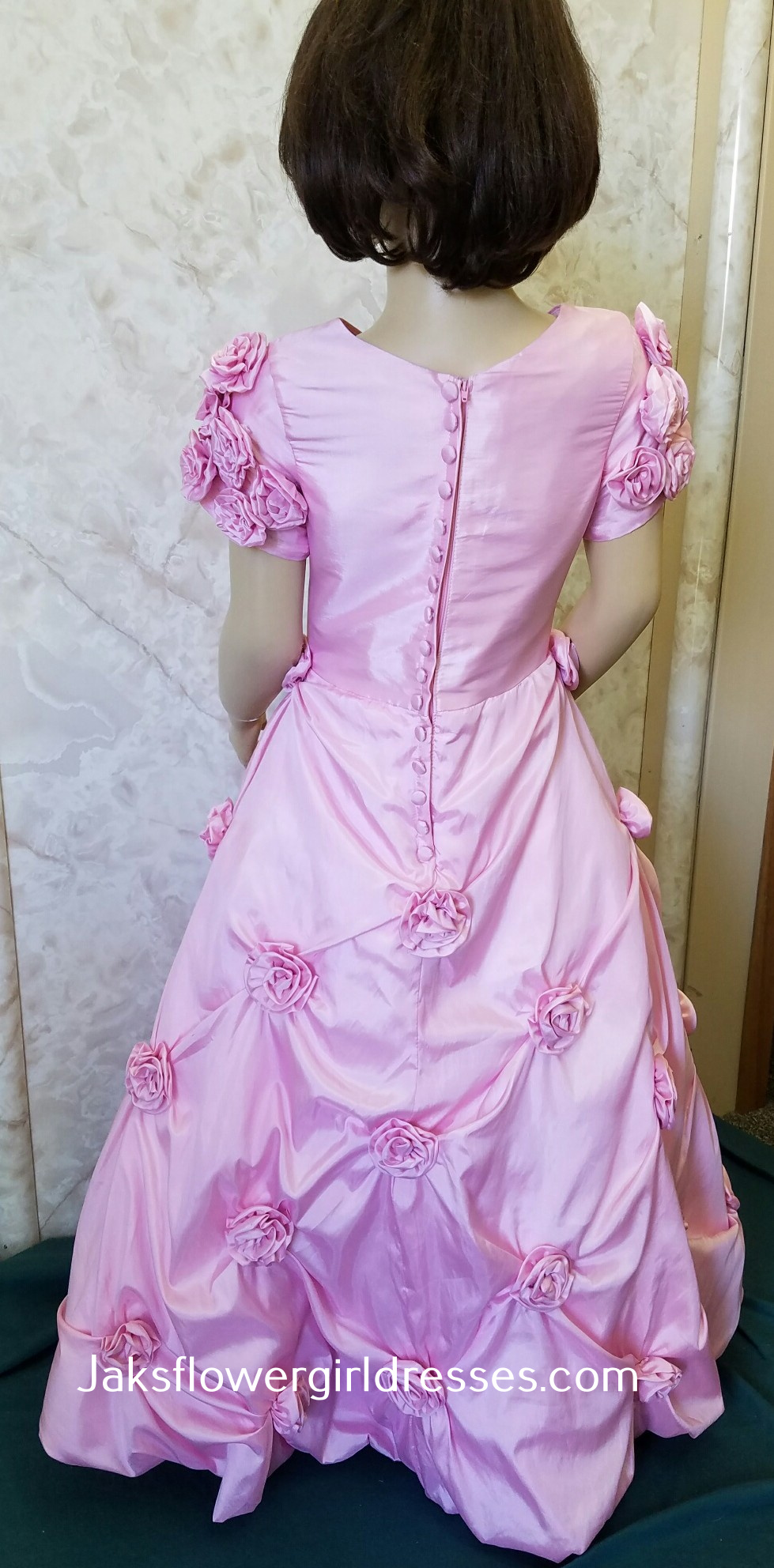 pink princess flower girl dress