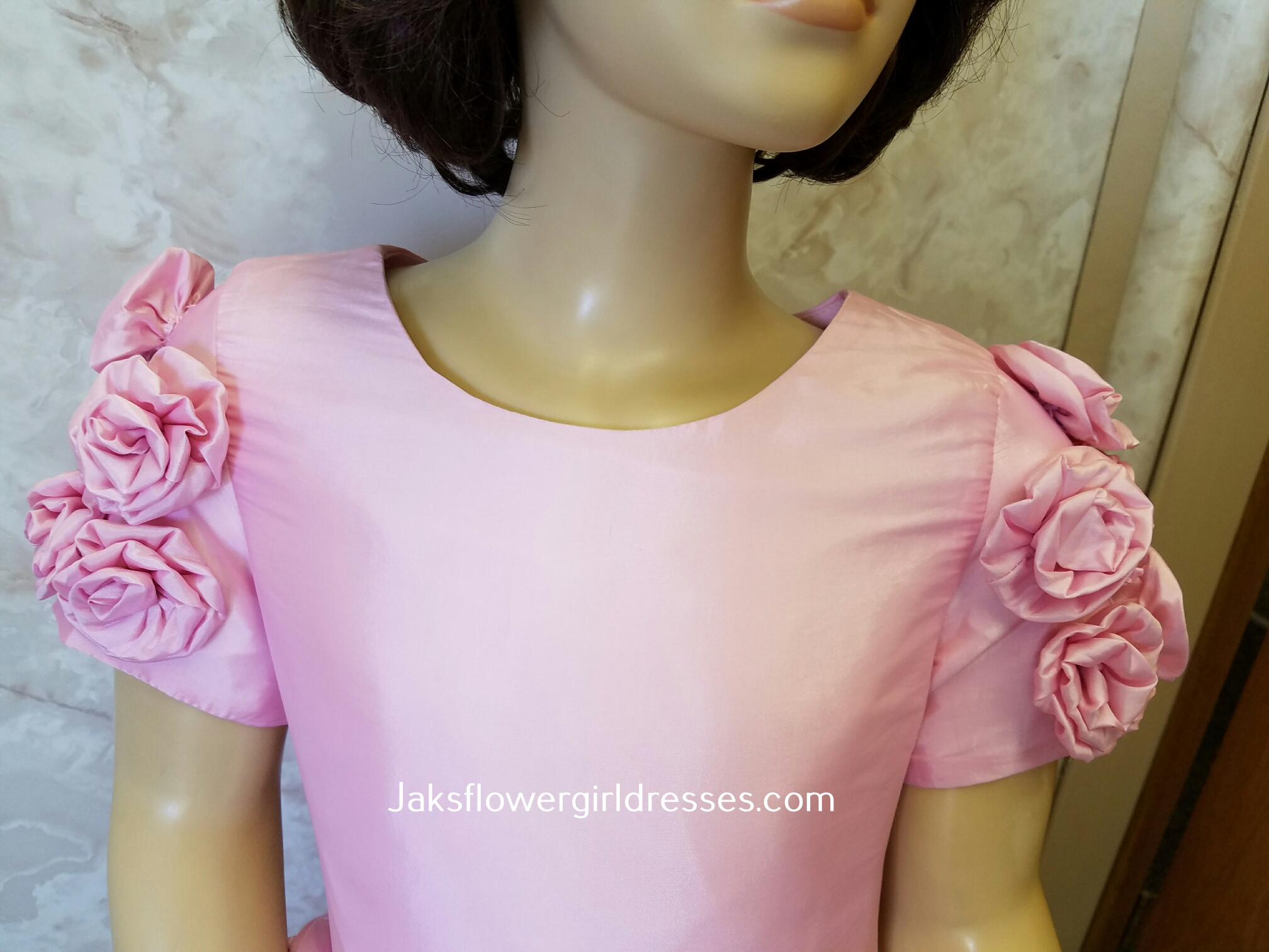pink princess flower girl dress