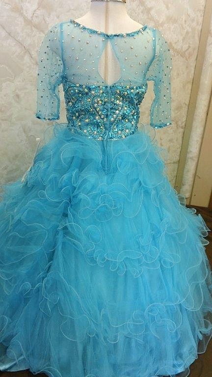 turquoise girls pageant dress