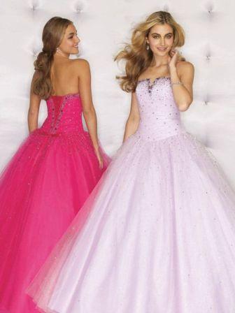 strapless pink prom dresses
