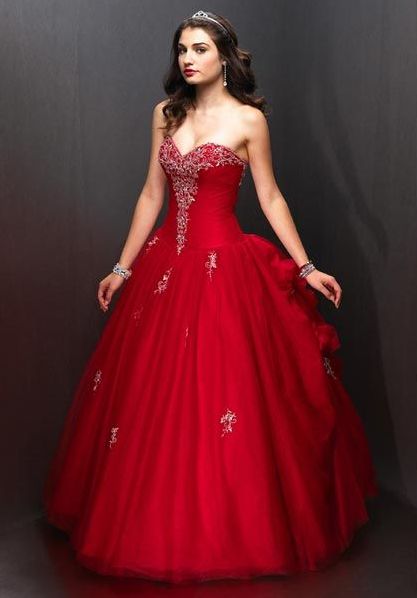 red sweetheart prom dress