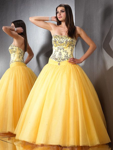 Long Yellow prom dresses