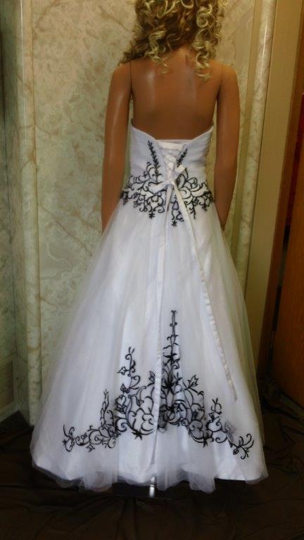white and black gown