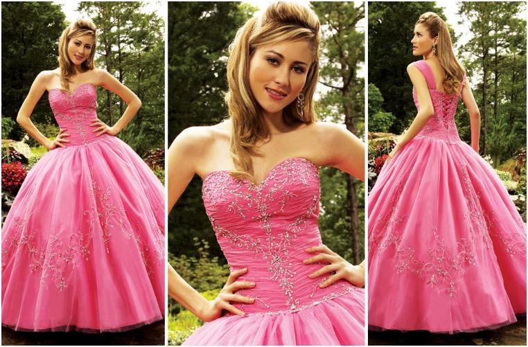 bubble pink strapless gown