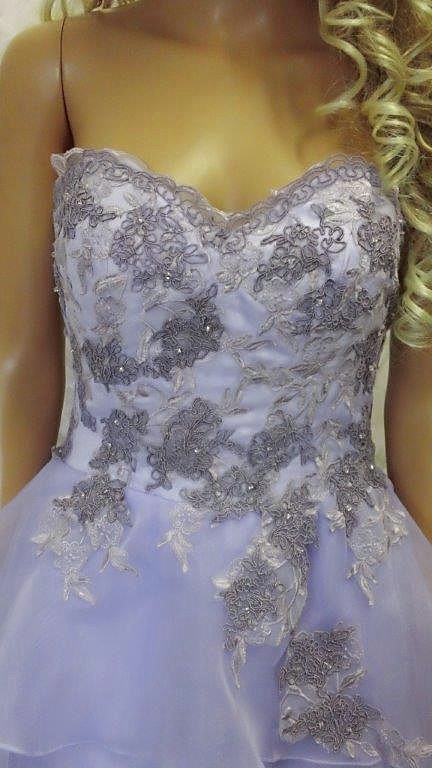 tiered orchid prom dress