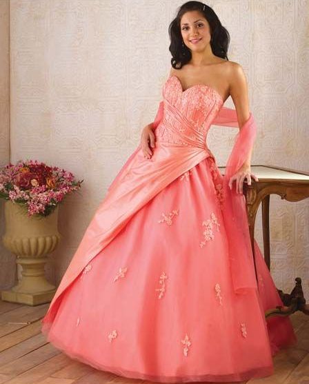 Salmon Quinceanera Ball Gown
