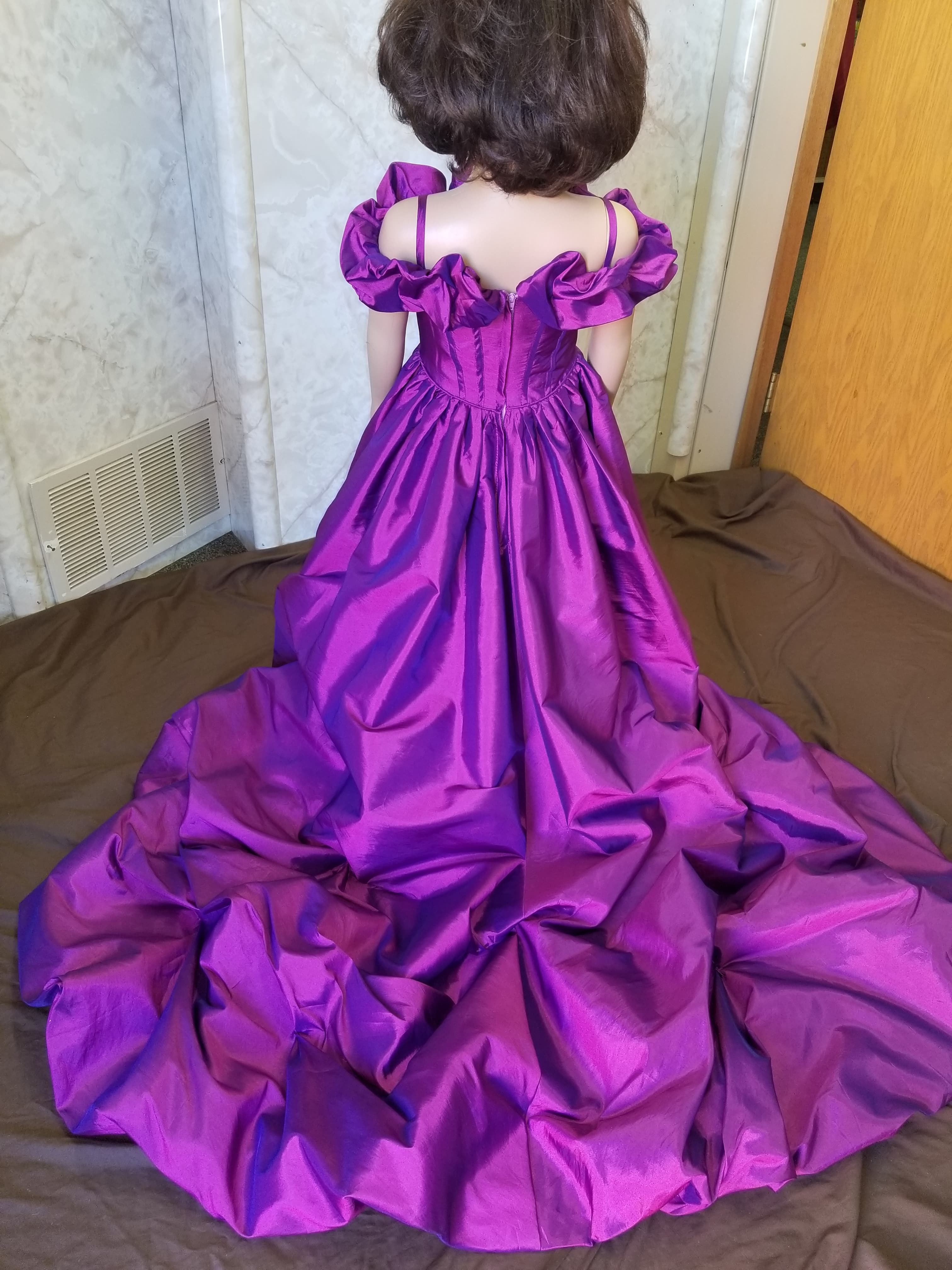 Ruffle Off Shoulder Hi-Lo Pageant Dress