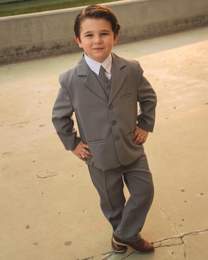 brown, black, tan or gray Toddler boy suit