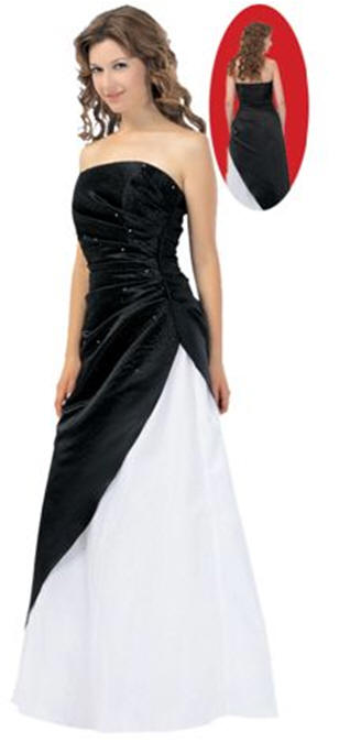 black and white strapless prom dresses