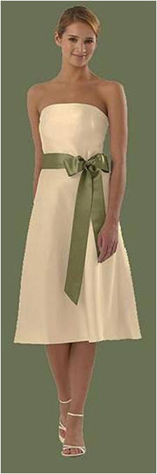 bridesmaid dresses short satin strapless ribbon sash