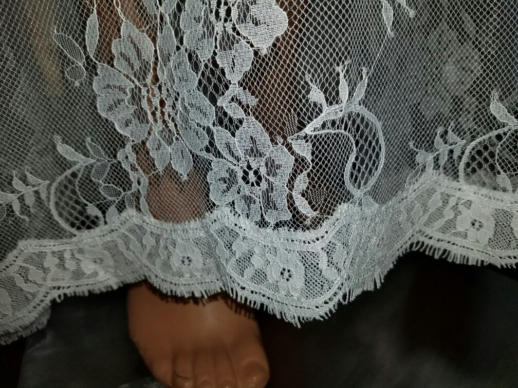 sheer illusion lace skirt with train
