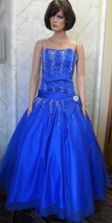 blue and silver pageant gown