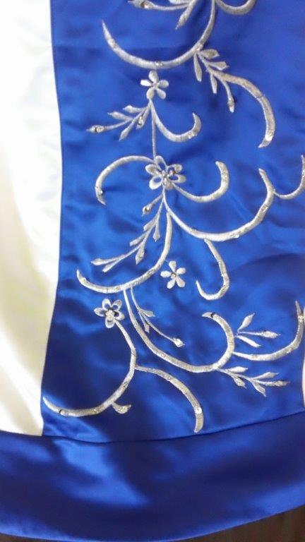 Ivory and Royal Blue wedding dress 