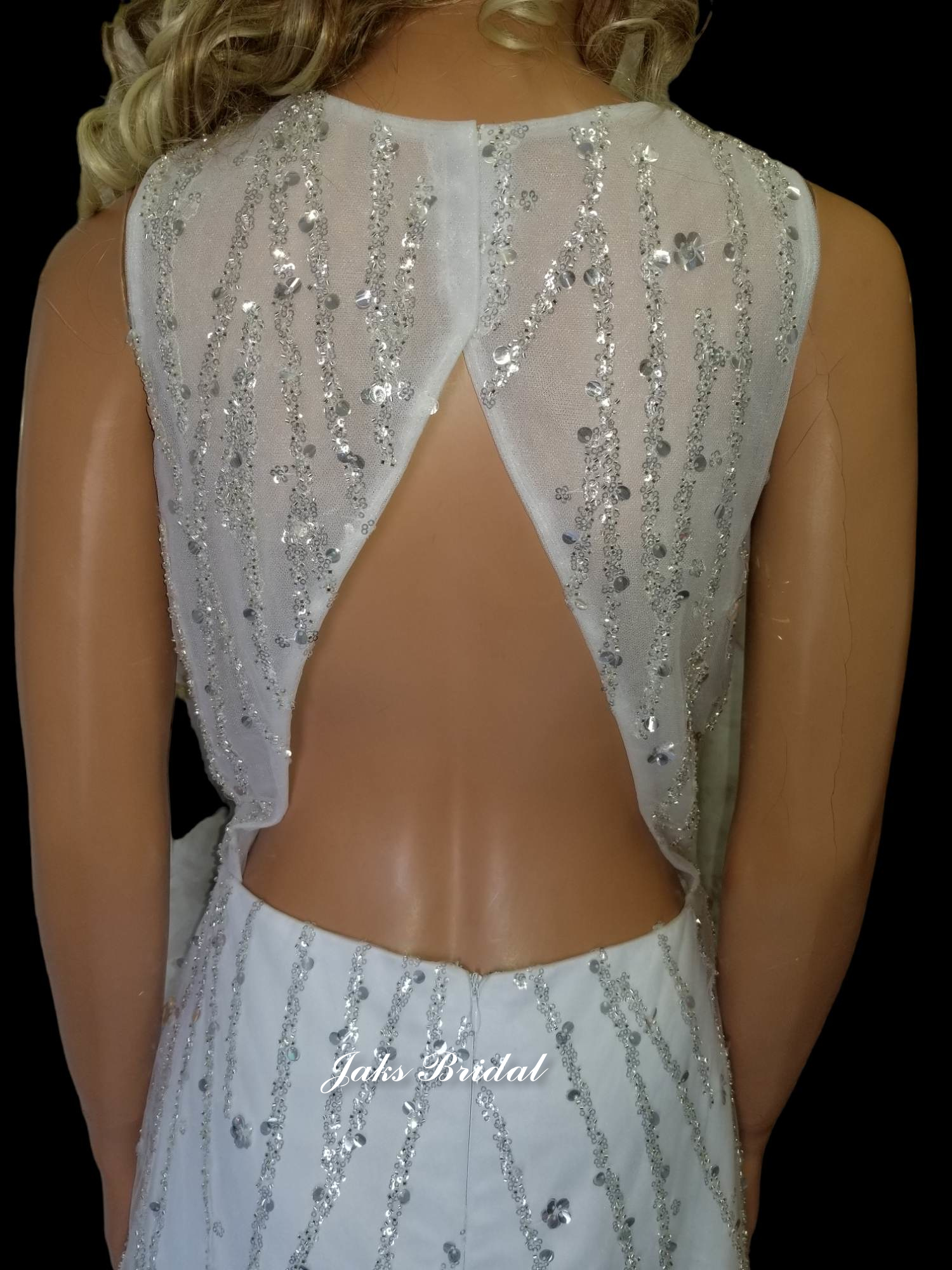 White open back sequin lace wedding dress