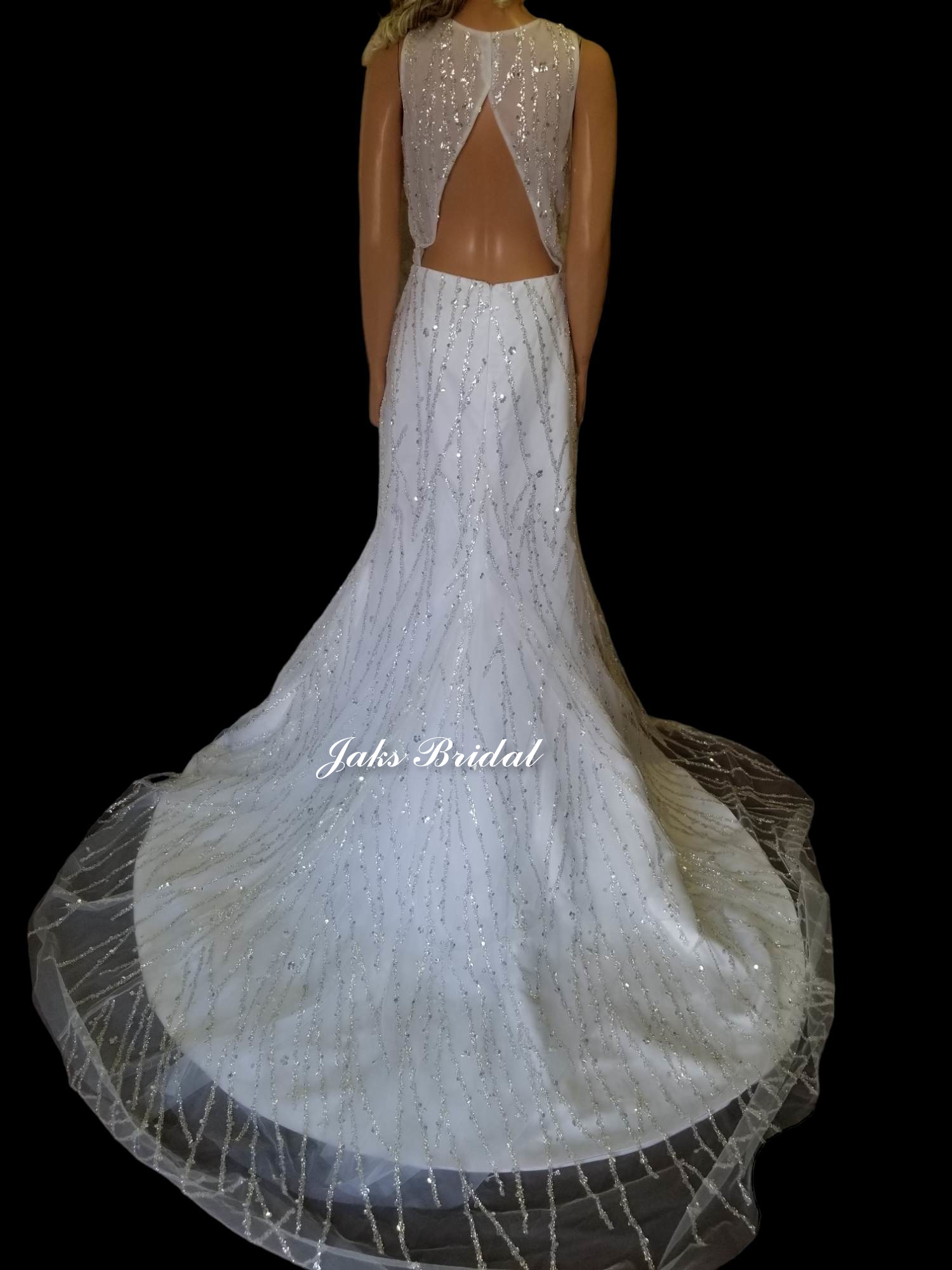 White sequin lace wedding dress