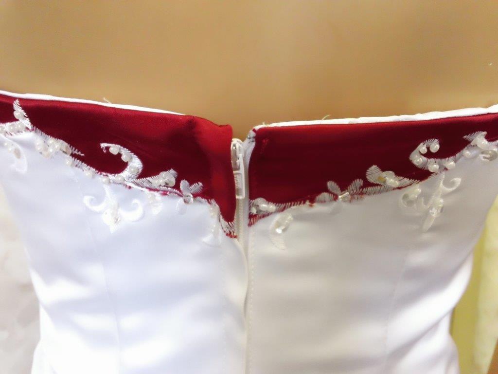 red and white wedding gown
